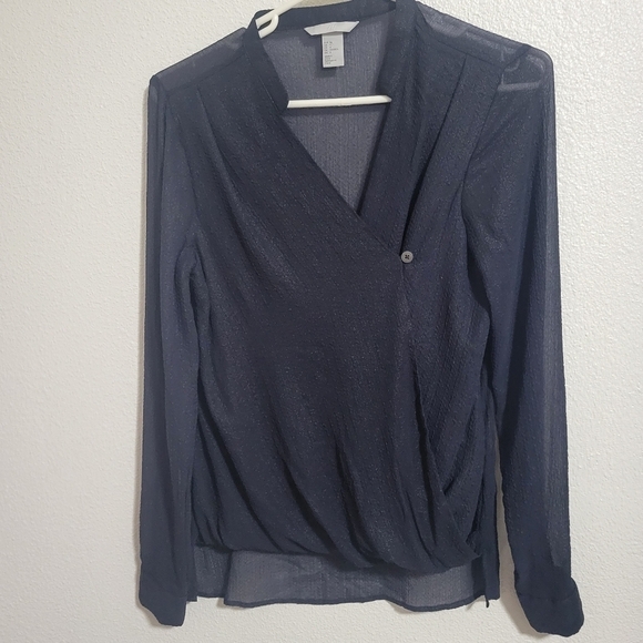 HM Faux wrap top sheer back size 4 - Picture 1 of 16